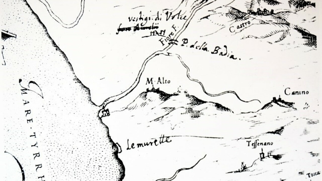 Mappa del litorale di Montalto di Castro con indicazione delle Murelle, di Ignazio Danti 1583-2